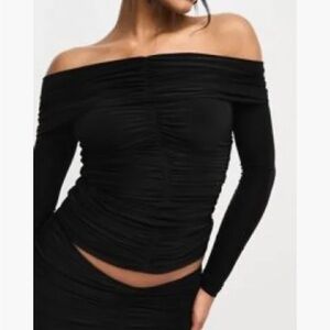 Naked Wardrobe ruched off shoulder top